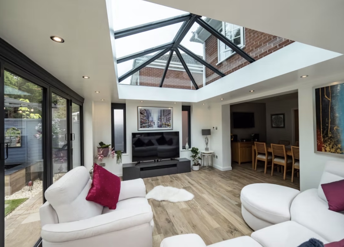 Interior of the Whitley Bay orangery with lantern roof and open views