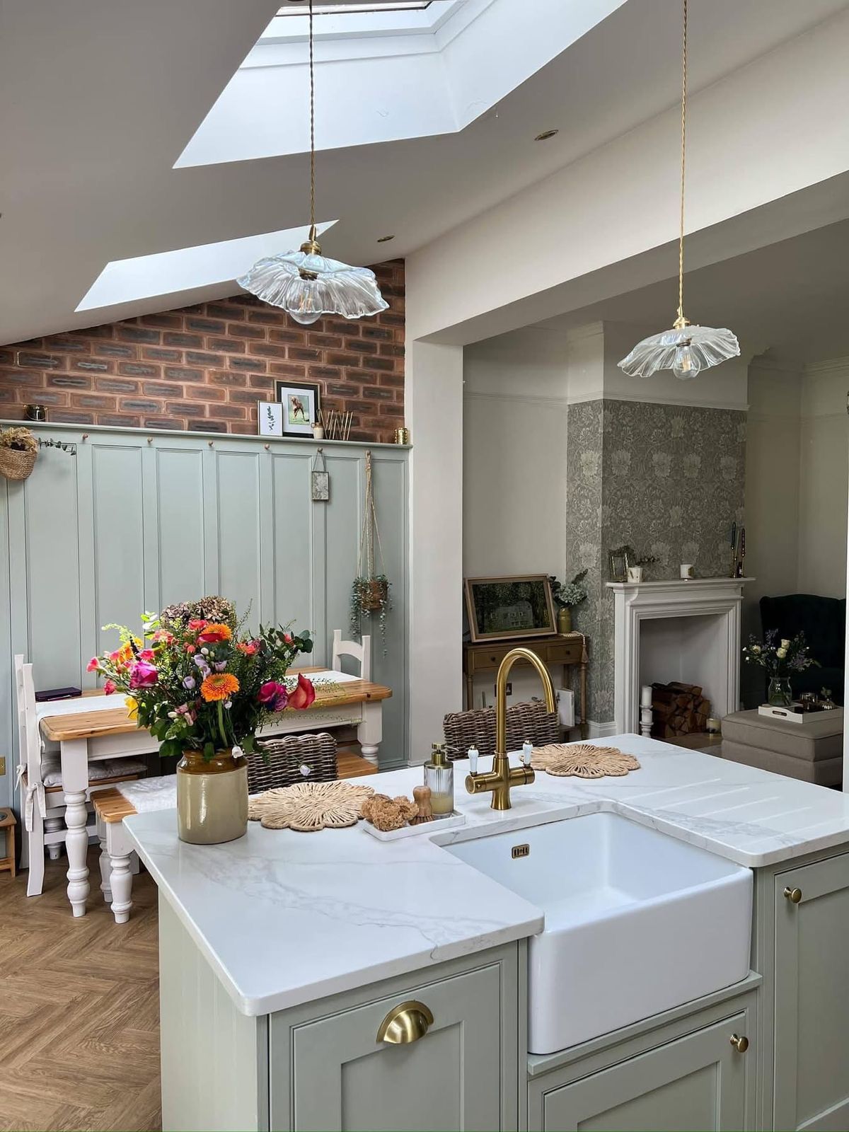 cosy green country kitchen