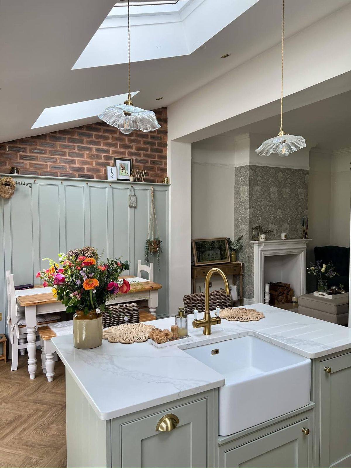 cosy green country kitchen